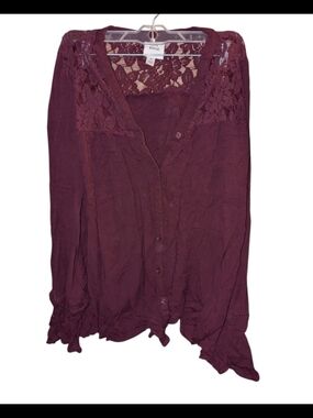 Knox Rose Wine Colored Lace Blouse Size Medium